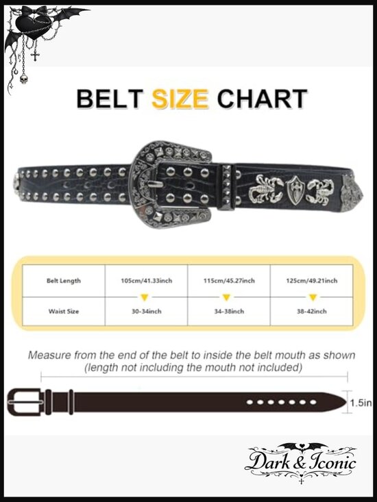Western Cowboy Studded Belt with Punk Style Faux Leather